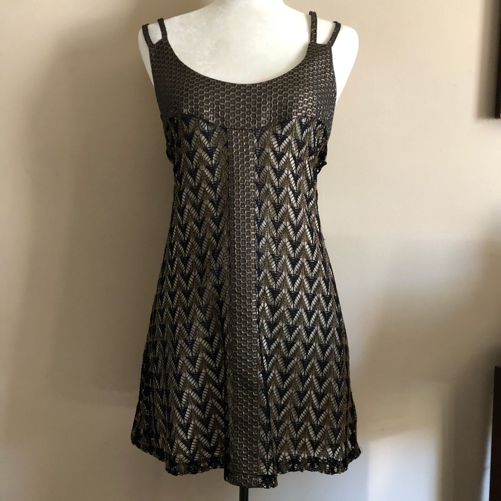 Kardashian Black and Gold Metallic Dress